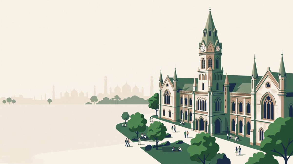 Illustration of Government College University Lahore clock tower