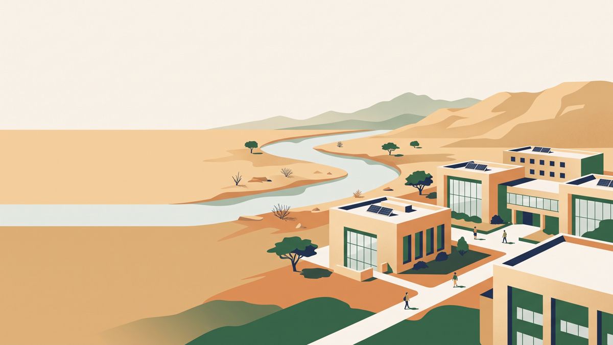 Illustration of Mehran University Jamshoro campus near the Indus
