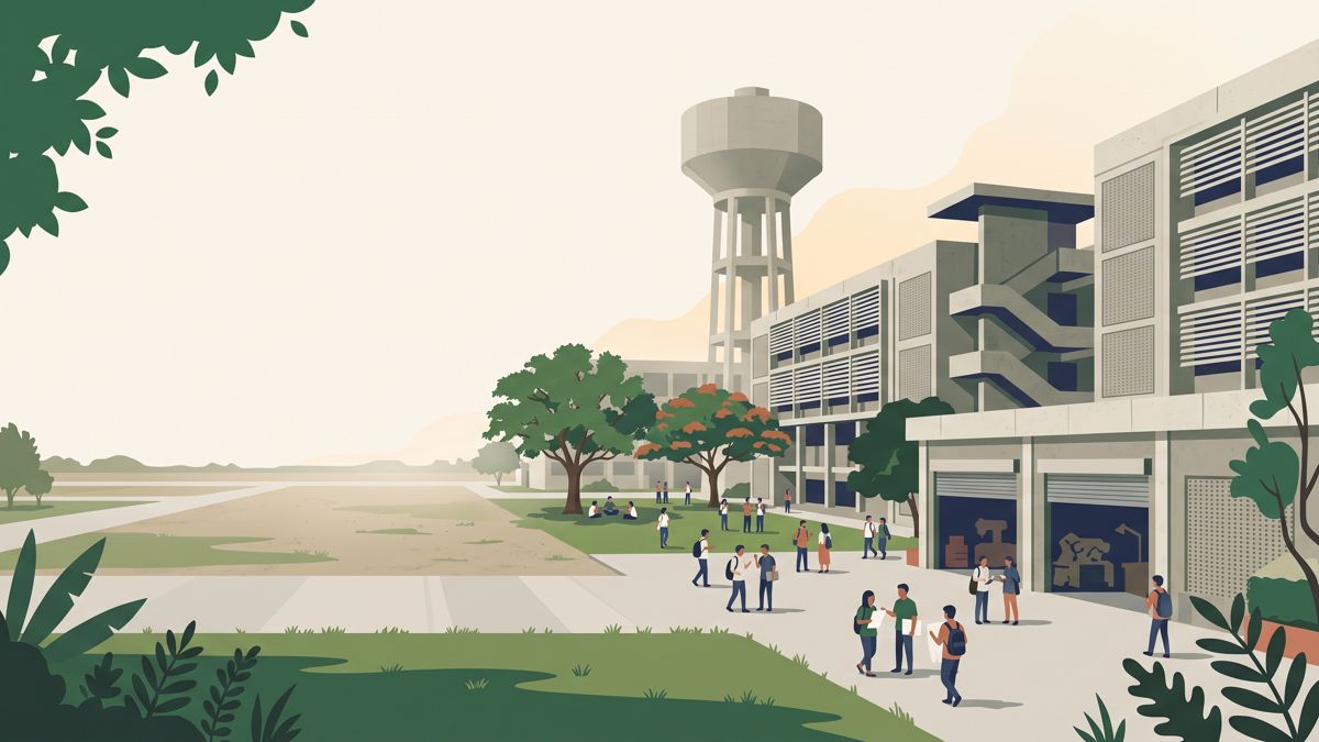 Illustration of NED University Karachi engineering campus