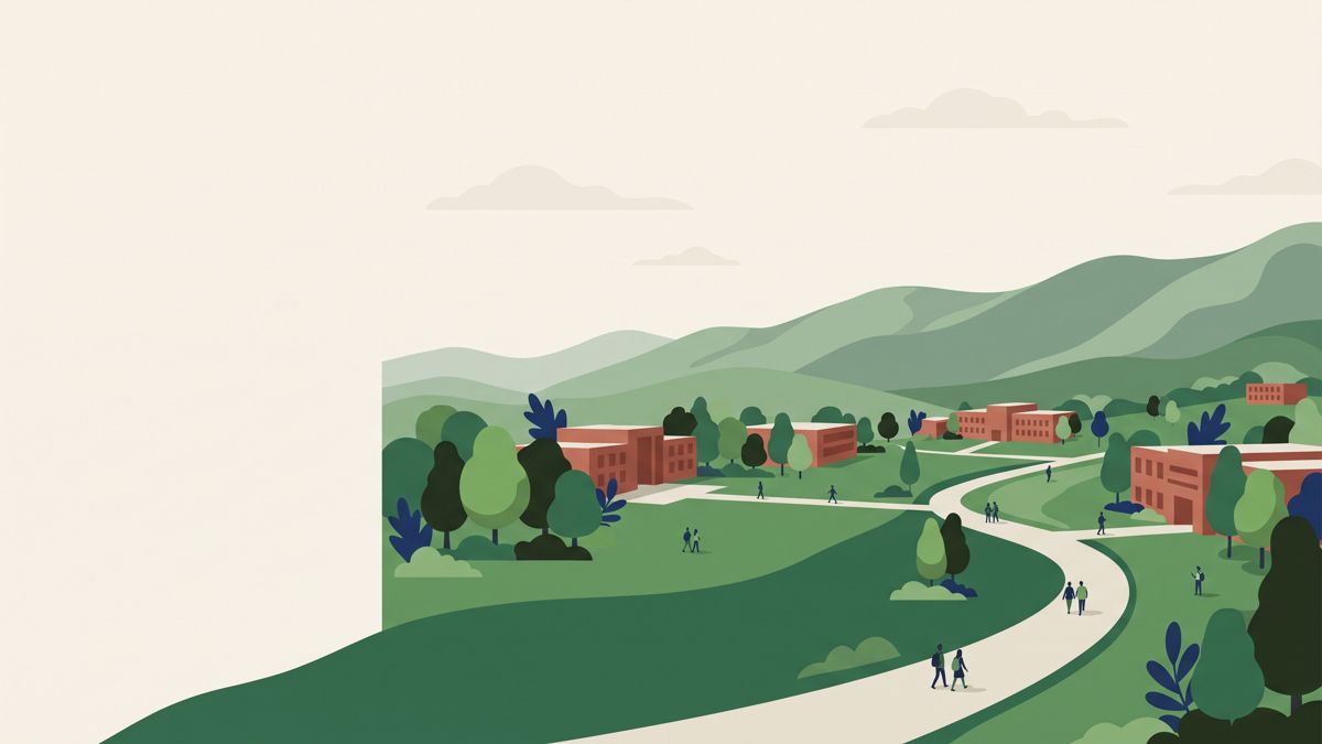 Illustration of Quaid-i-Azam University campus near the Margalla Hills