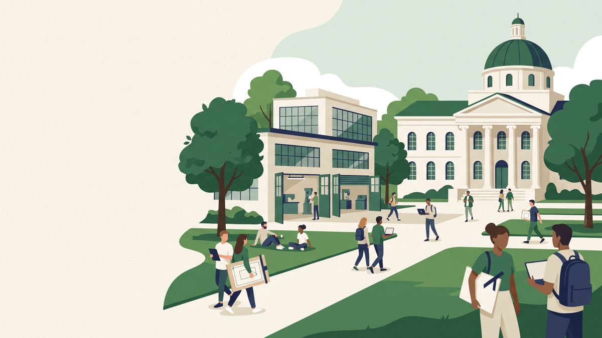 Illustration of UET Lahore engineering campus